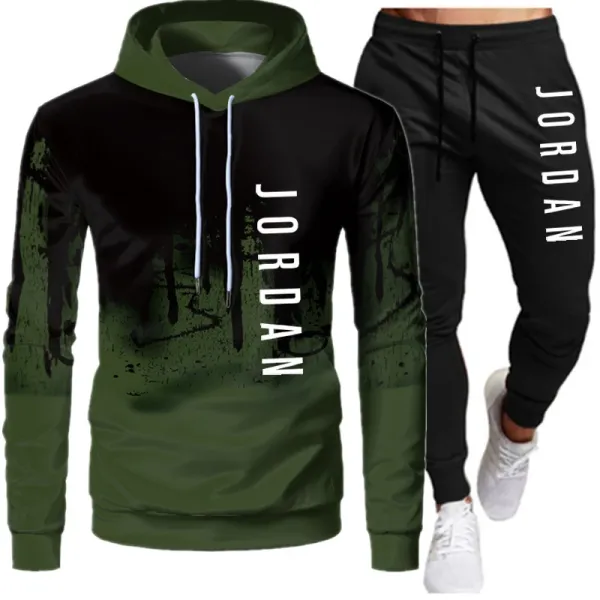 Design Jordan Brand Graphic Hoodie and Sweatpants Set Army Green / Black Sets - 1