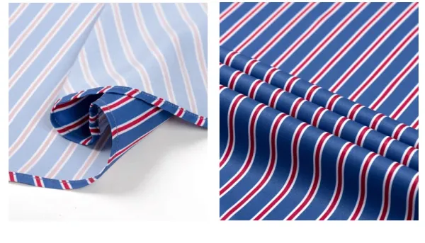 Design Striped Button-Down Shirt Navy Red White - 19