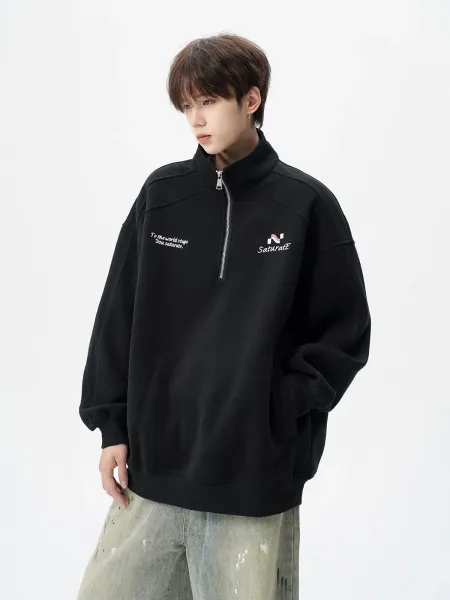 Design Half-Zip Oversized Hoodie Gray - 29