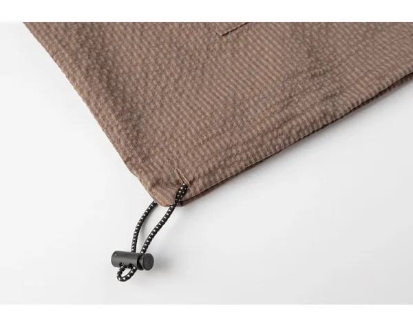 Design Waffle-Textured Half-Zip Poncho Top Brown - 22