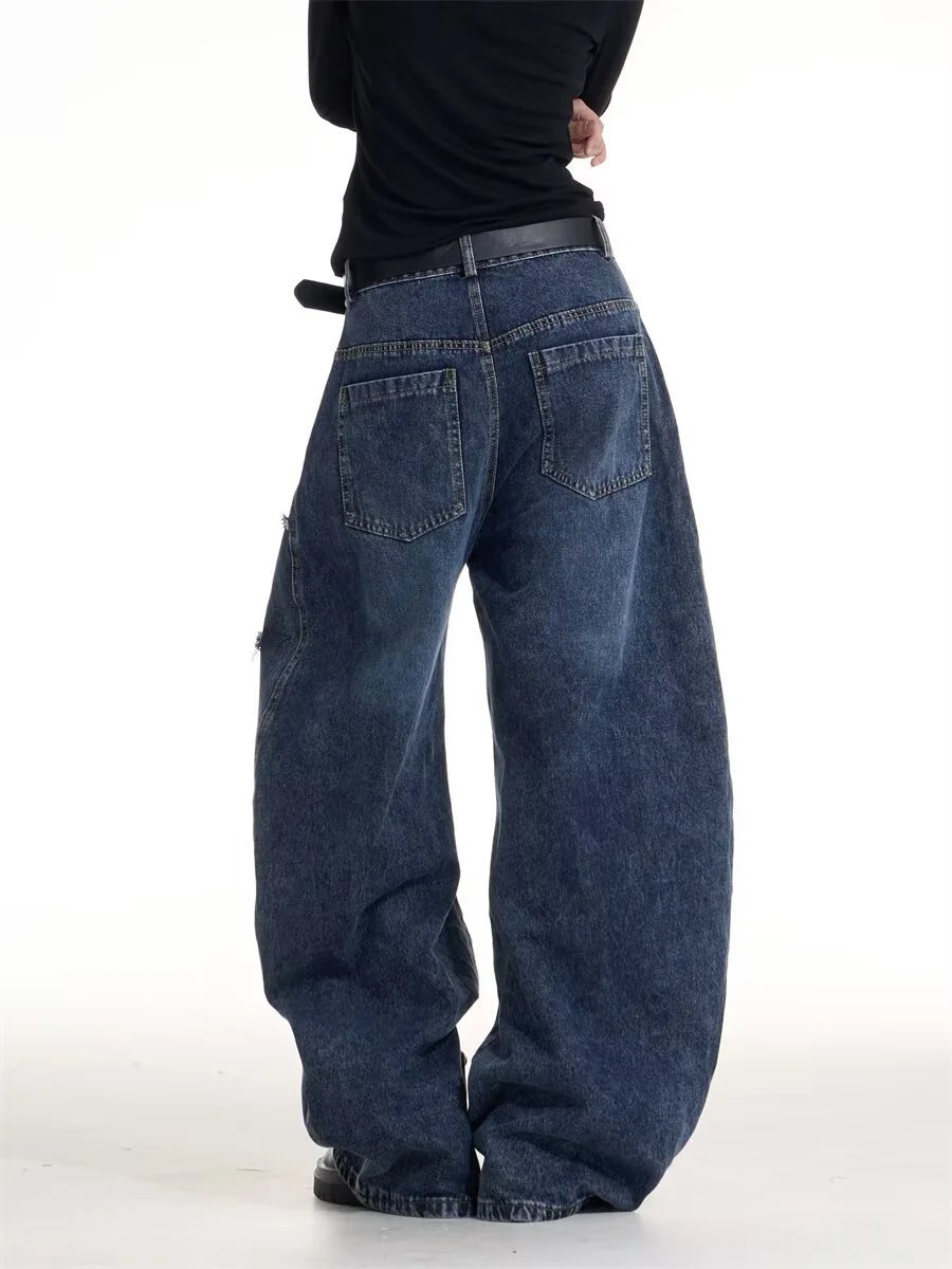 Design Distressed Wide-Leg Jeans Blue - 15