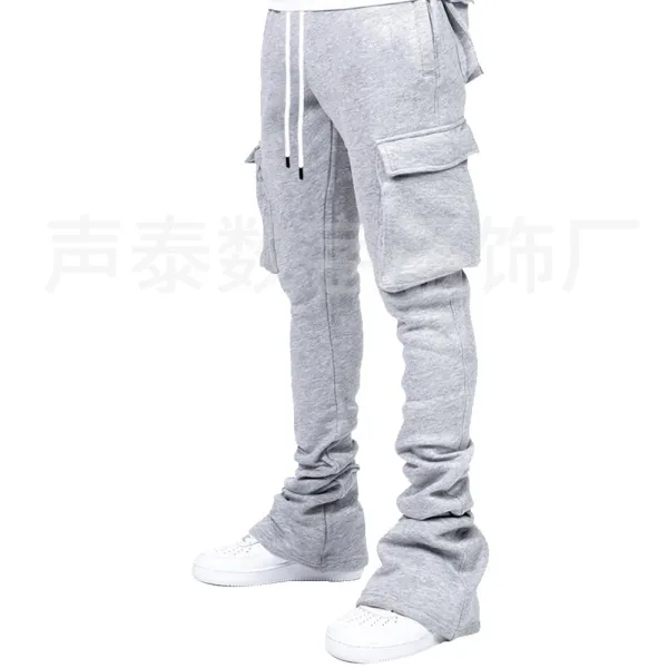 Design Cargo Sweatpants Black with White Drawstring - 7