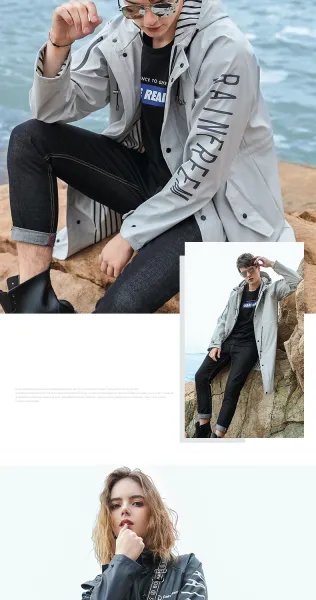Design Waterproof Windbreaker Jacket Light Gray Outerwear - 17