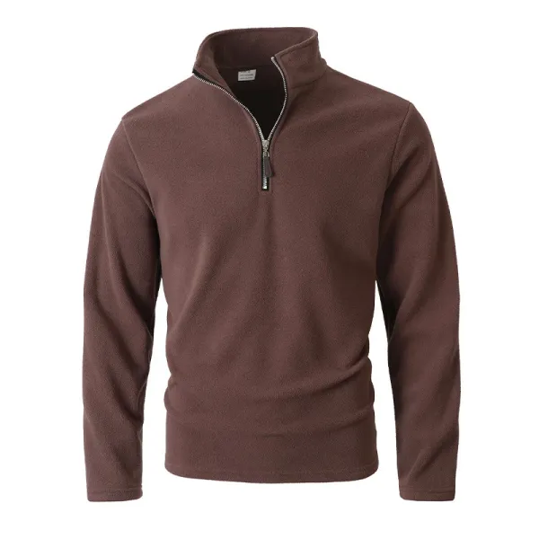 Design Quarter-Zip Fleece Pullover Black Sweater - 67
