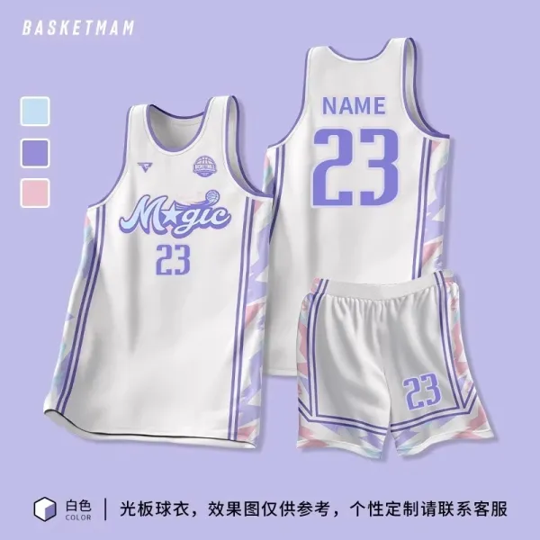 Design Custom Orlando Magic-Inspired Basketball Jersey Set White Purple Multicolor Activewear - 1
