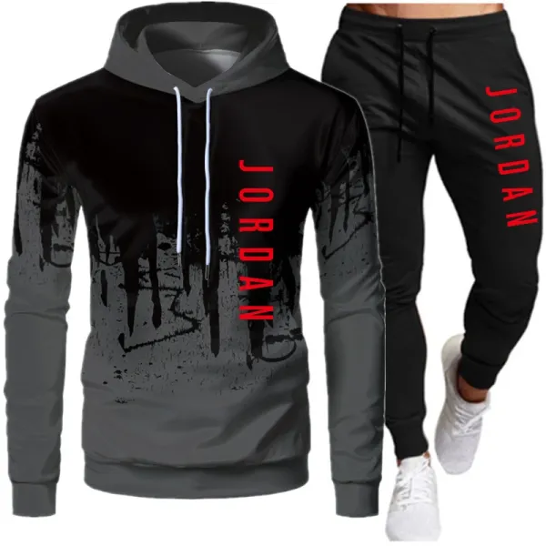 Design Jordan Brand Graphic Hoodie and Sweatpants Set Black / Gray Sets - 1