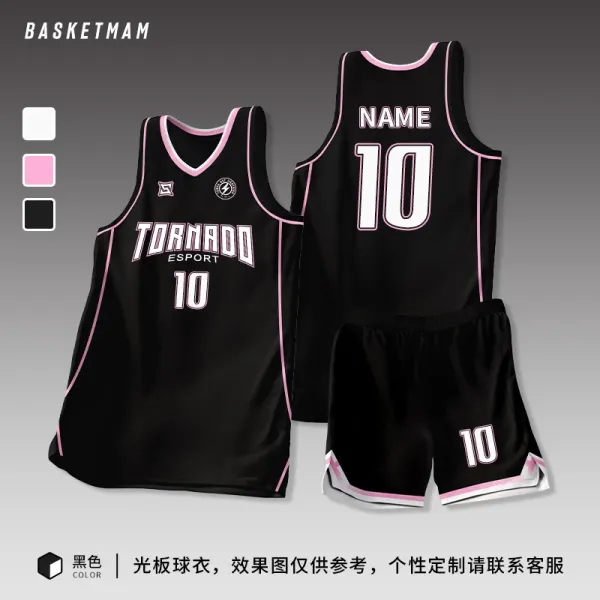Design Basketmam Tornado Esport Black Pink Basketball Jersey Set Activewear - 1