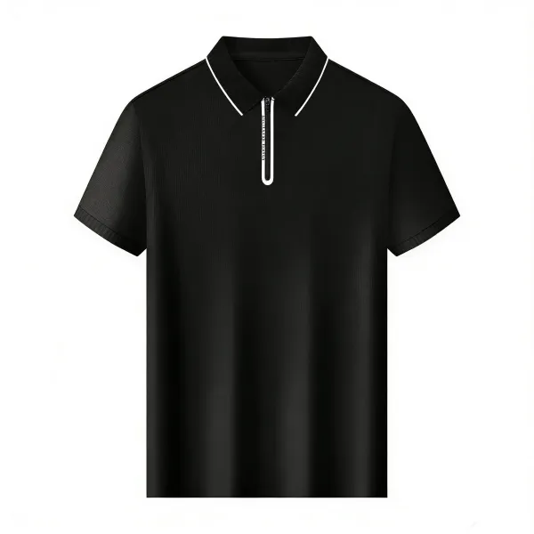 Design Zip-Neck Polo White Tops Polo - 9