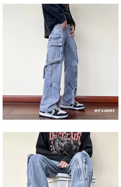 Design T-Light Cargo Jeans Black Pants Jeans - 4