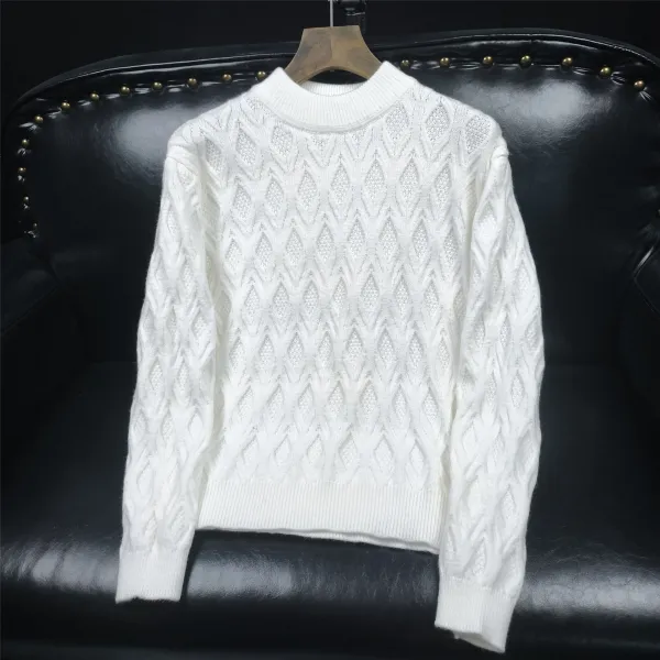 Design Cable Knit Diamond Pattern Turtleneck Sweater Black - 5