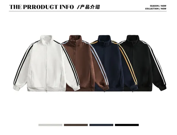 Design Track Jacket Navy with Gold Stripes Outerwear - 3