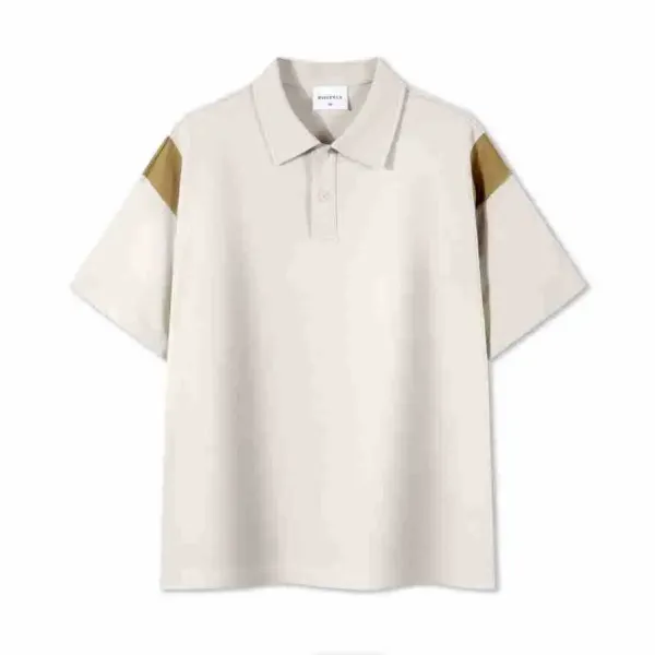 Design Diverely Color-Block Polo Beige with Gold Accents Polo Tops Polo - 1
