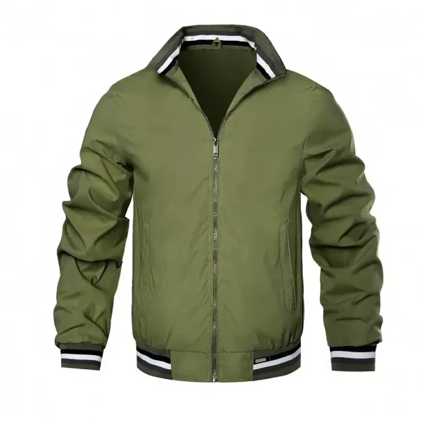 Design Bomber Jacket Army Green Windbreaker Outerwear - 1