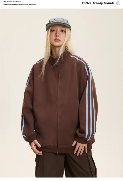 Design Track Jacket Navy with Gold Stripes Outerwear - 17