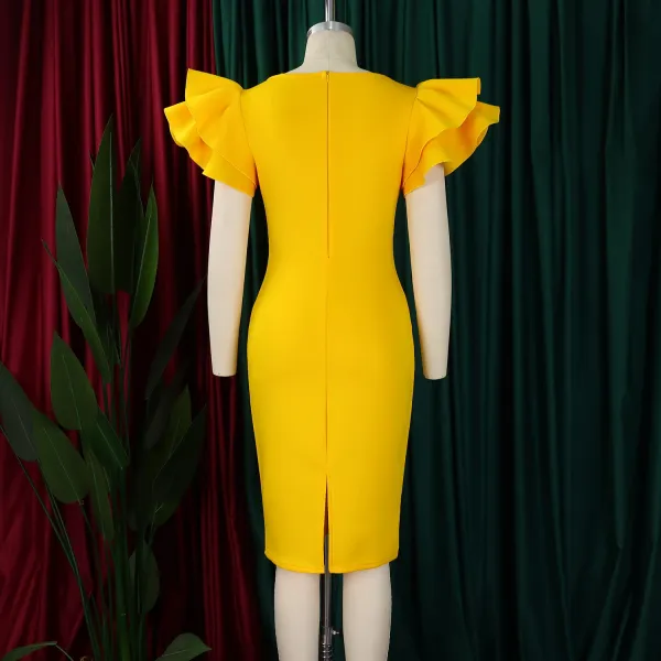 Design Metamorphosis Girl Ruffled Sleeve Bodycon Dress White Dress - 34