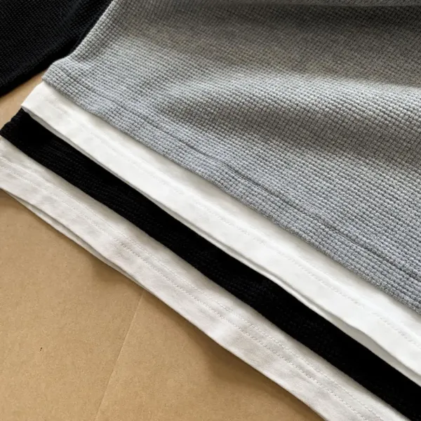 Design Layered V-Neck Thermal Gray Long Sleeve Top - 22