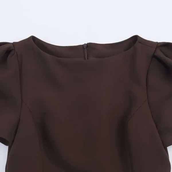 Design Puffed Sleeve Mini Dress Black - 7