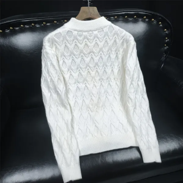 Design Cable Knit Diamond Pattern Turtleneck Sweater Black - 6