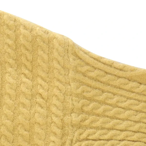 Design Cable Knit V-Neck Cropped Sweater Yellow - 12