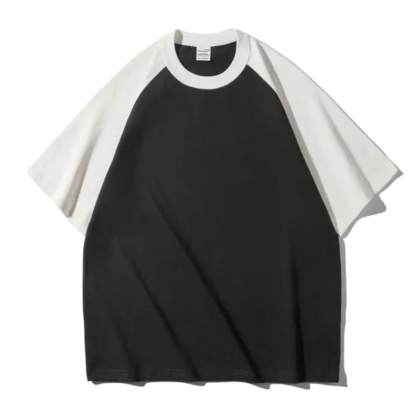 Design Raglan Sleeve T-Shirt Black and White Tops.t Shirts - 1