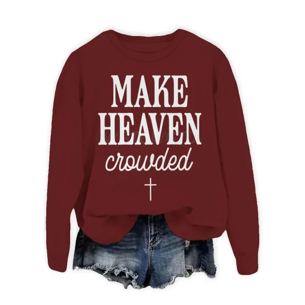 Design Make Heaven Crowded Burgundy Cropped Sweatshirt Sweater - 1