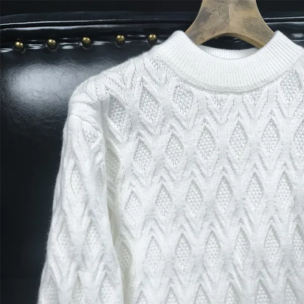 Design Cable Knit Diamond Pattern Turtleneck Sweater Black - 13