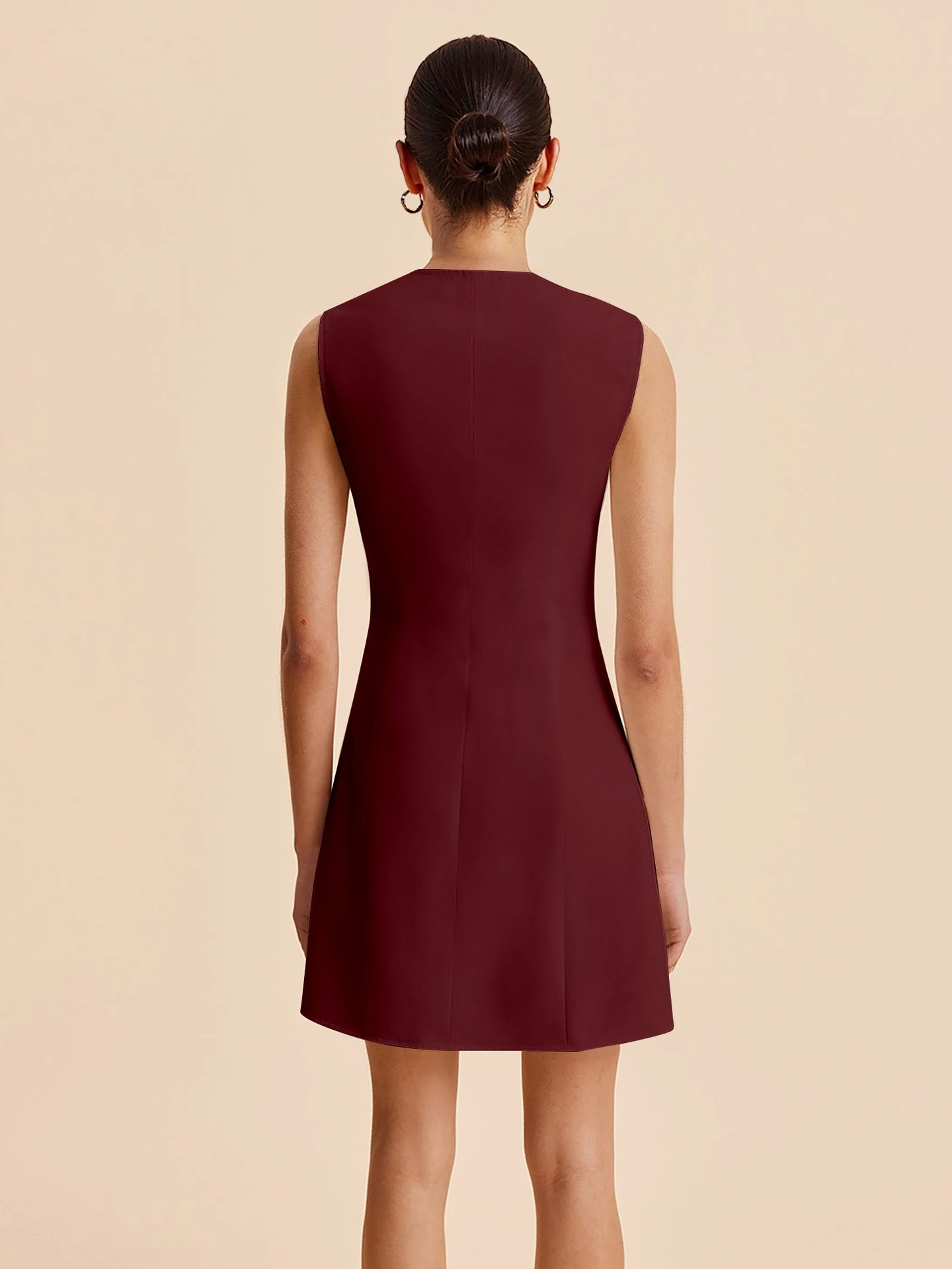 Design Button-Front A-Line Mini Dress Burgundy - 16