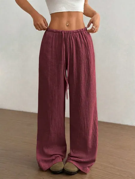 Design Wide-Leg Crinkle Cotton Pants White - 6