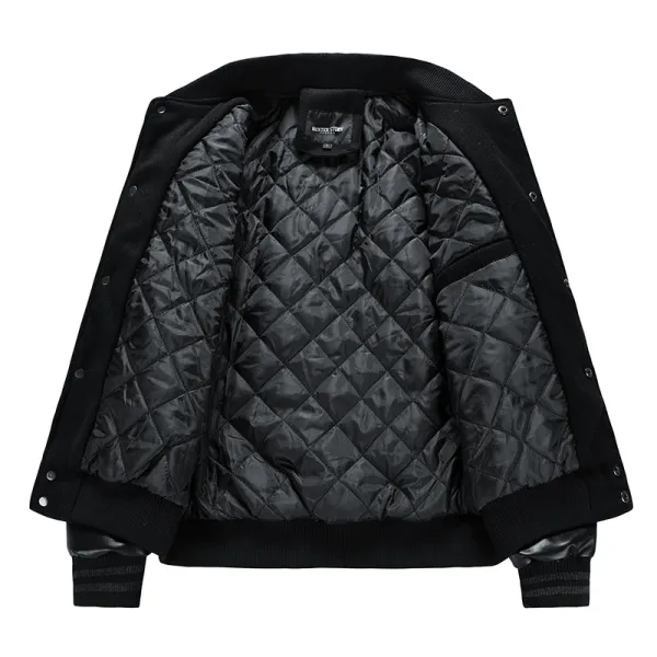 Mitchell & Ness Letterman Jacket Gray Black Outerwear Jacket - 7