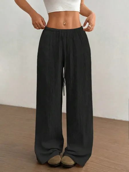 Design Wide-Leg Crinkle Cotton Pants White - 11