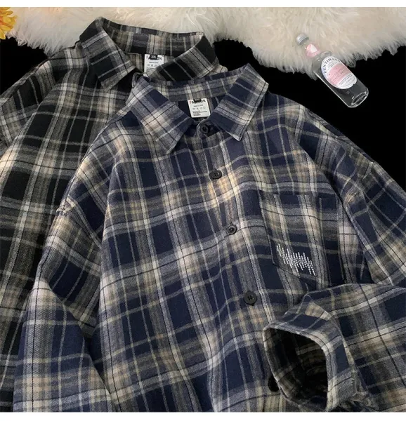 Design Flannel Shirt Brown Gray Plaid Shirt - 15