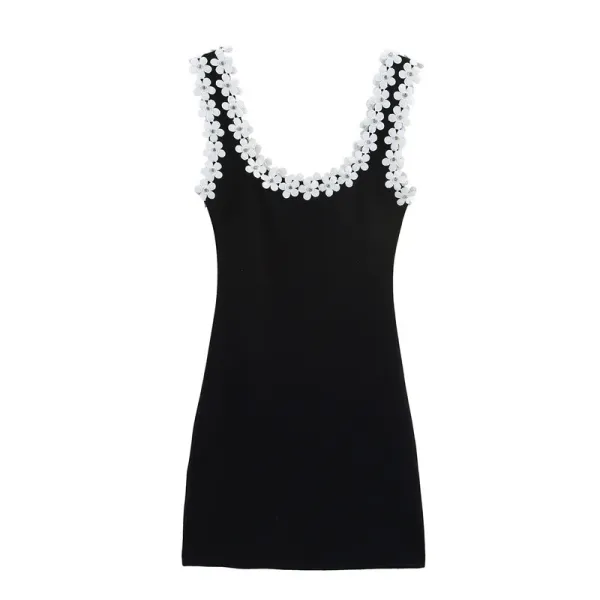 Design Floral-Embellished Black Sleeveless Dress - 8