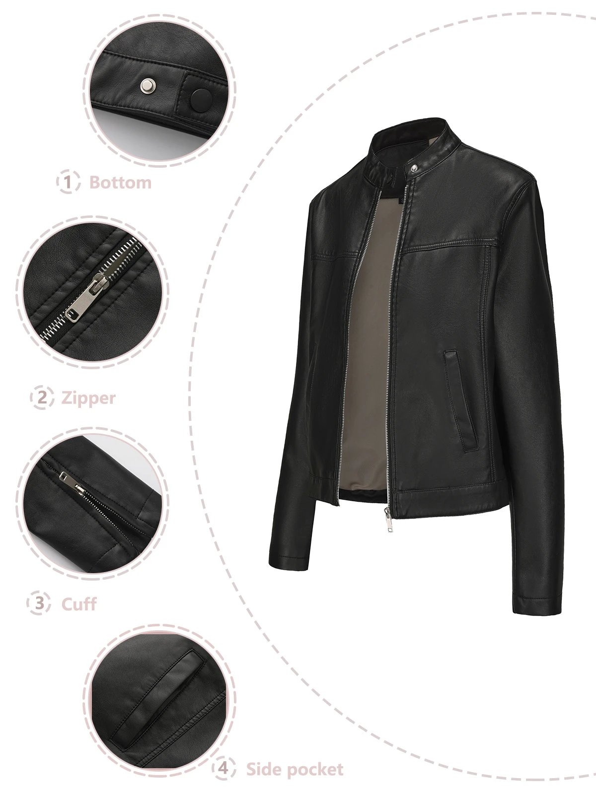 Design Faux Leather Moto Jacket Navy - 9