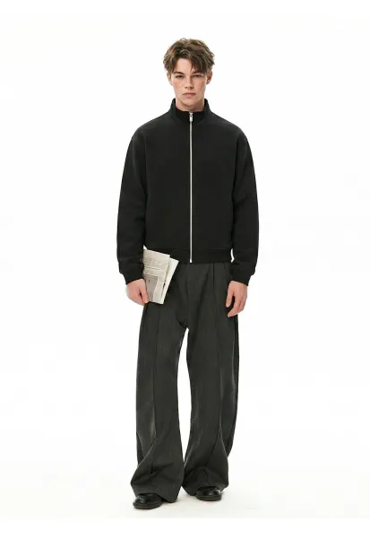 Design Zip-Up Bomber Jacket Brown Outerwear - 12