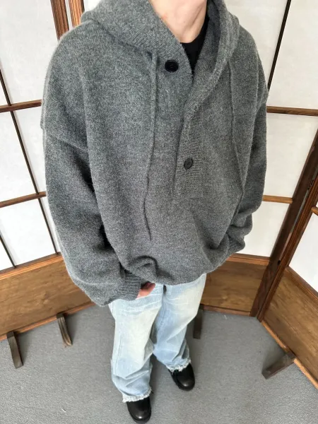 Design Shawl Collar Knit Cardigan Black Outerwear.cardigan - 4