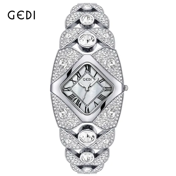 Design GEDI Crystal-Embellished Rhombus Dial Quartz Watch Silver Watches - 1