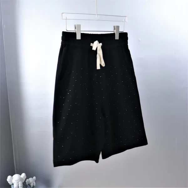 Design Embellished Drawstring Waist Shorts Black - 16