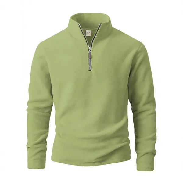 Design Fleece Quarter-Zip Pullover Lime Green Sweater - 1