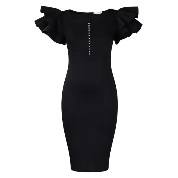 Design Metamorphosis Girl Ruffled Sleeve Bodycon Dress White Dress - 55