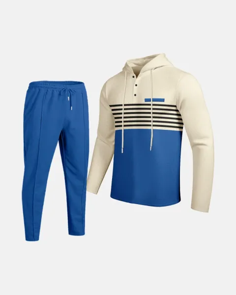 Design Waffle-Knit Hoodie and Jogger Set White / Gray - 6