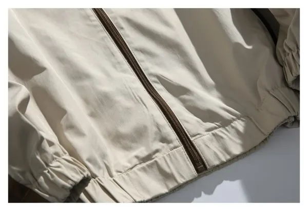 Design Windbreaker Jacket Beige and Brown Color-Block Outerwear - 10