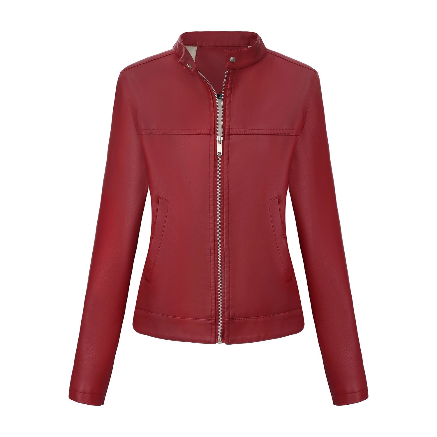 Design Faux Leather Moto Jacket Navy - 18