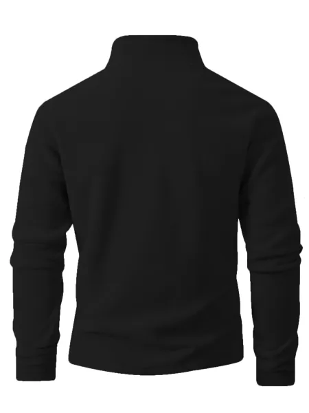 Design Quarter-Zip Fleece Pullover Black Sweater - 15