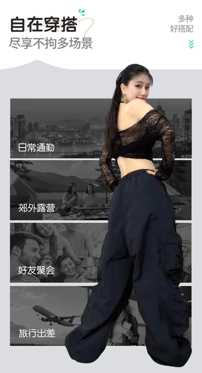 Design Cargo Pants with Script Logo Black Pants - 7
