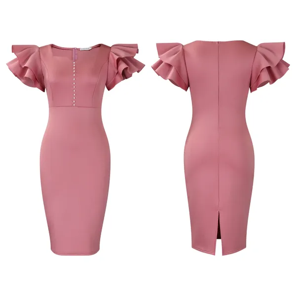 Design Metamorphosis Girl Ruffled Sleeve Bodycon Dress White Dress - 40