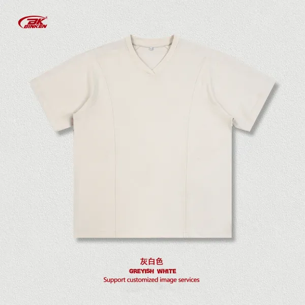 Design Binken V-Neck T-Shirt Greyish White T-Shirts - 1
