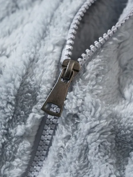 Design Faux Fur Cable Knit Hooded Jacket Gray Outerwear - 8