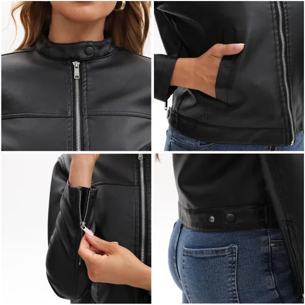 Design Faux Leather Moto Jacket Navy - 28
