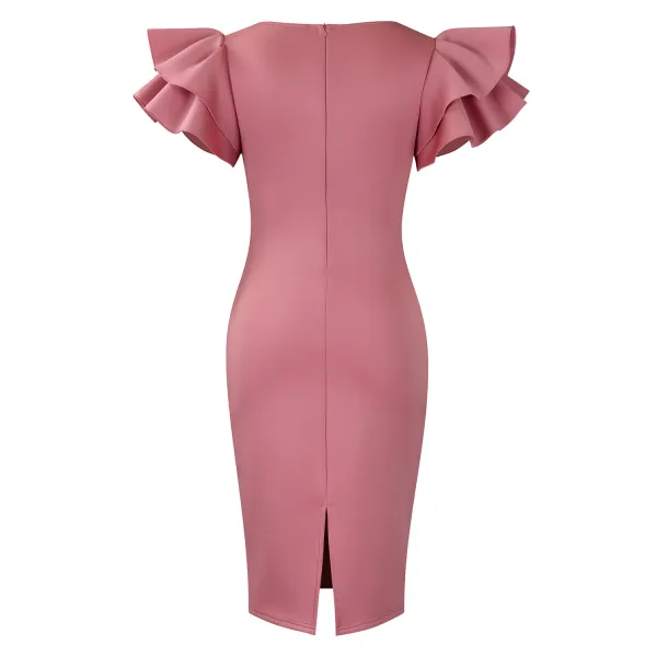 Design Metamorphosis Girl Ruffled Sleeve Bodycon Dress White Dress - 42