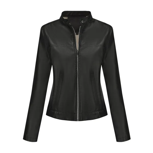 Design Faux Leather Moto Jacket Navy - 31